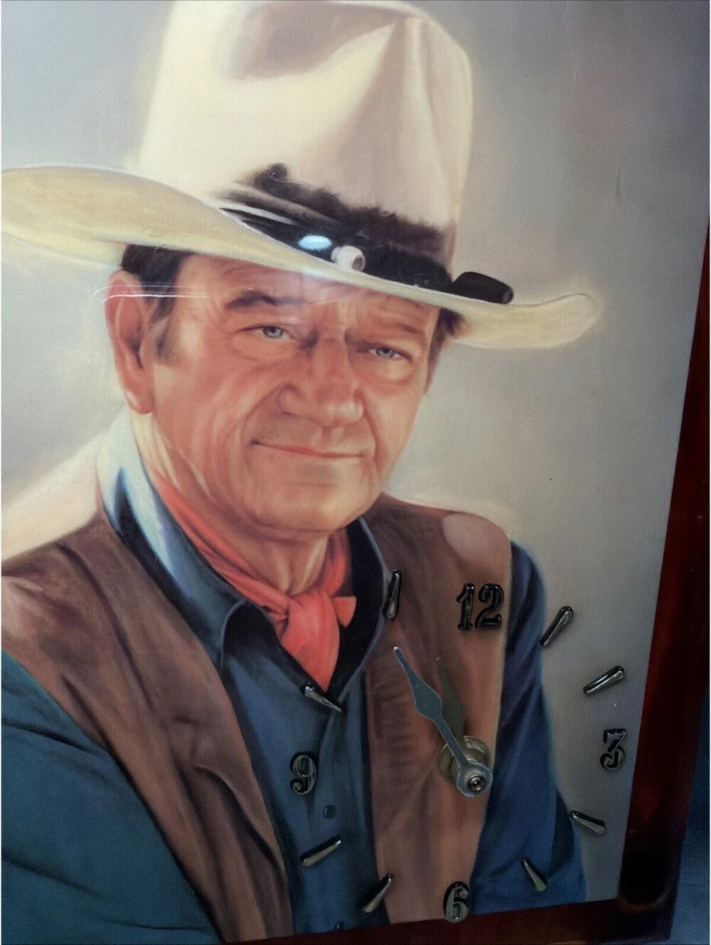Vintage John Wayne Picture Clock Wall Clock Western Cowboy Working 11x14